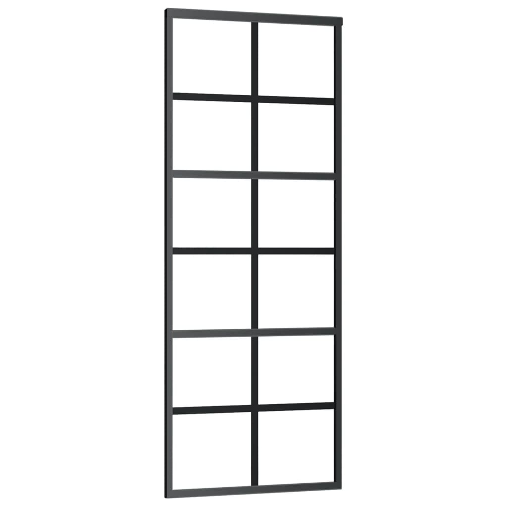 Puerta corredera ESG vidrio y aluminio negra 76x205 cm - Vetonek