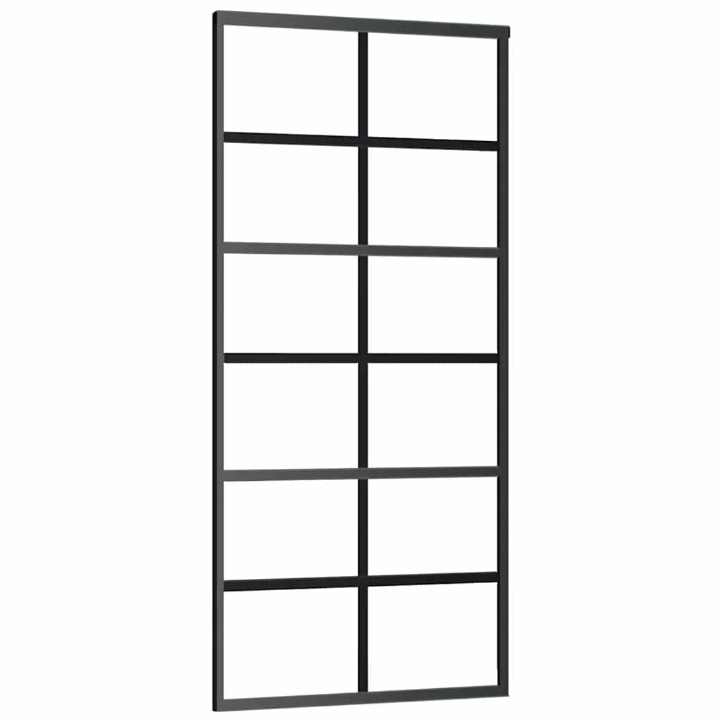 Black ESG glass and aluminum sliding door 90x205 cm 