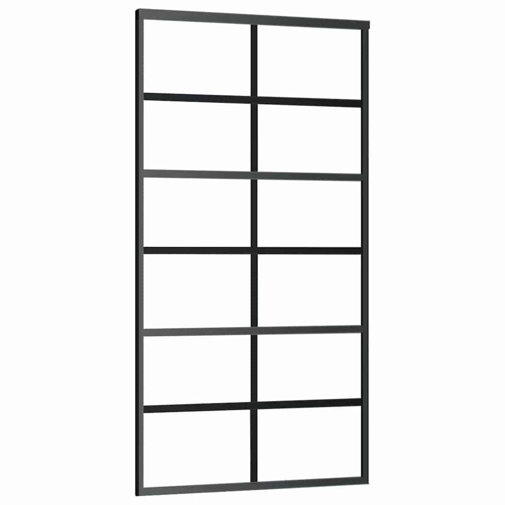 ESG glass and black aluminum sliding door 102x205 cm 