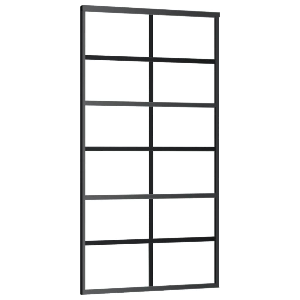 Puerta corredera ESG vidrio y aluminio negra 102x205 cm - Vetonek