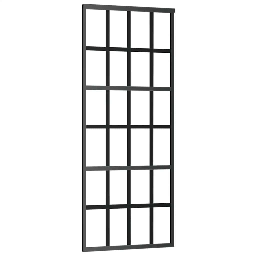 ESG sliding door black glass and aluminum 76x205 cm 