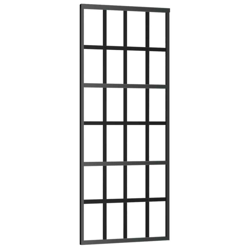 Puerta corredera ESG vidrio y aluminio negra 76x205 cm - Vetonek