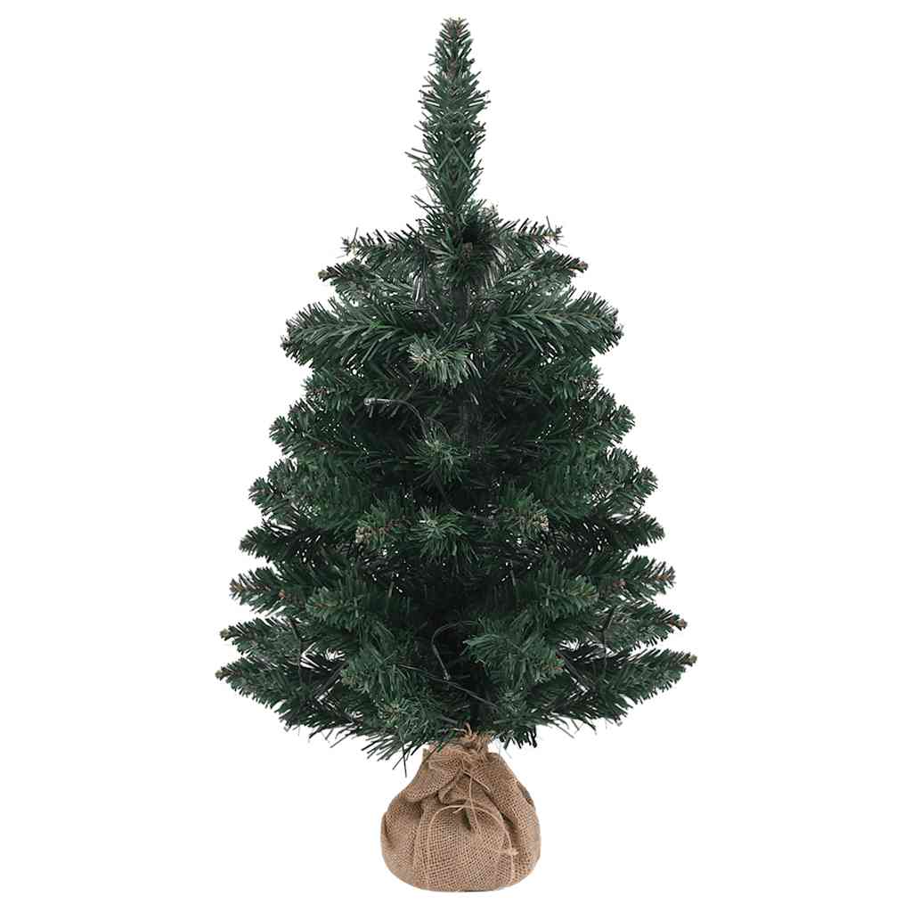 Vetonek Árbol de Navidad preiluminado con luces y soporte verde 60 cm