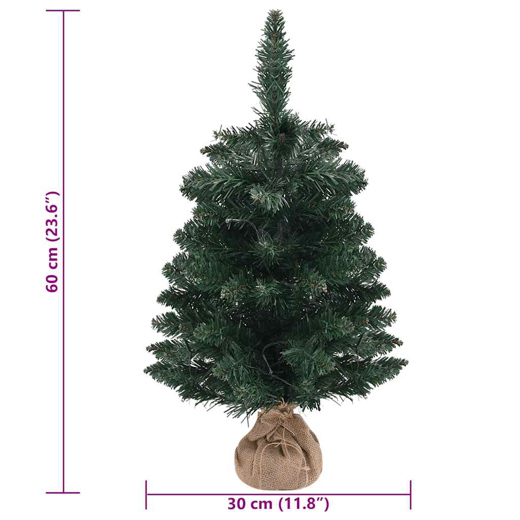 Árbol de navidad preiluminado con luces y soporte verde 60 cm v6317 - Vetonek