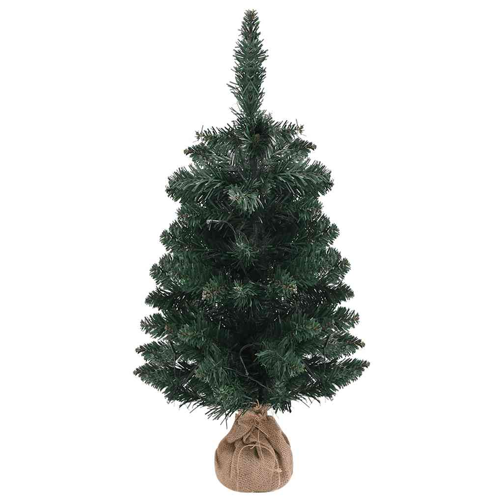 Vetonek Árbol de Navidad preiluminado con luces y soporte verde 90 cm