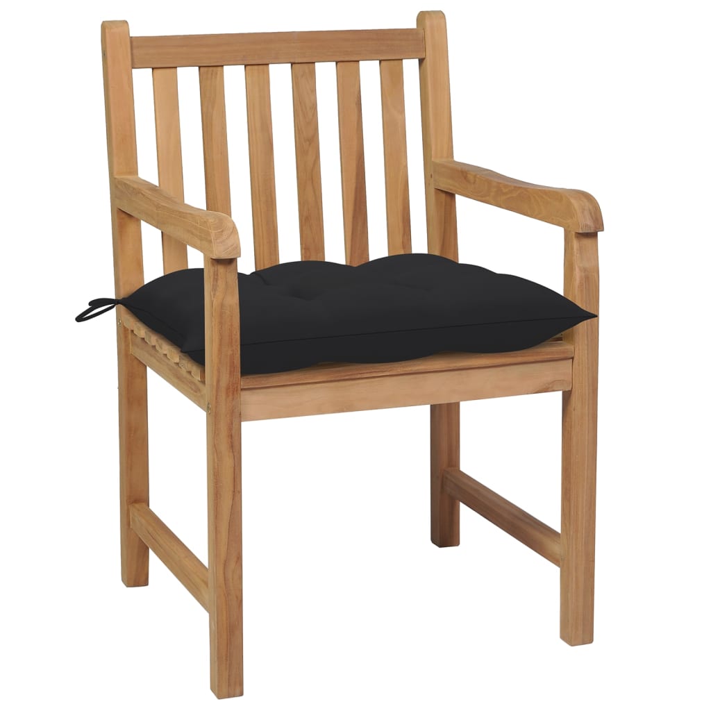 Garden Chairs 6 UDS Macker Wood Teak Black cushions