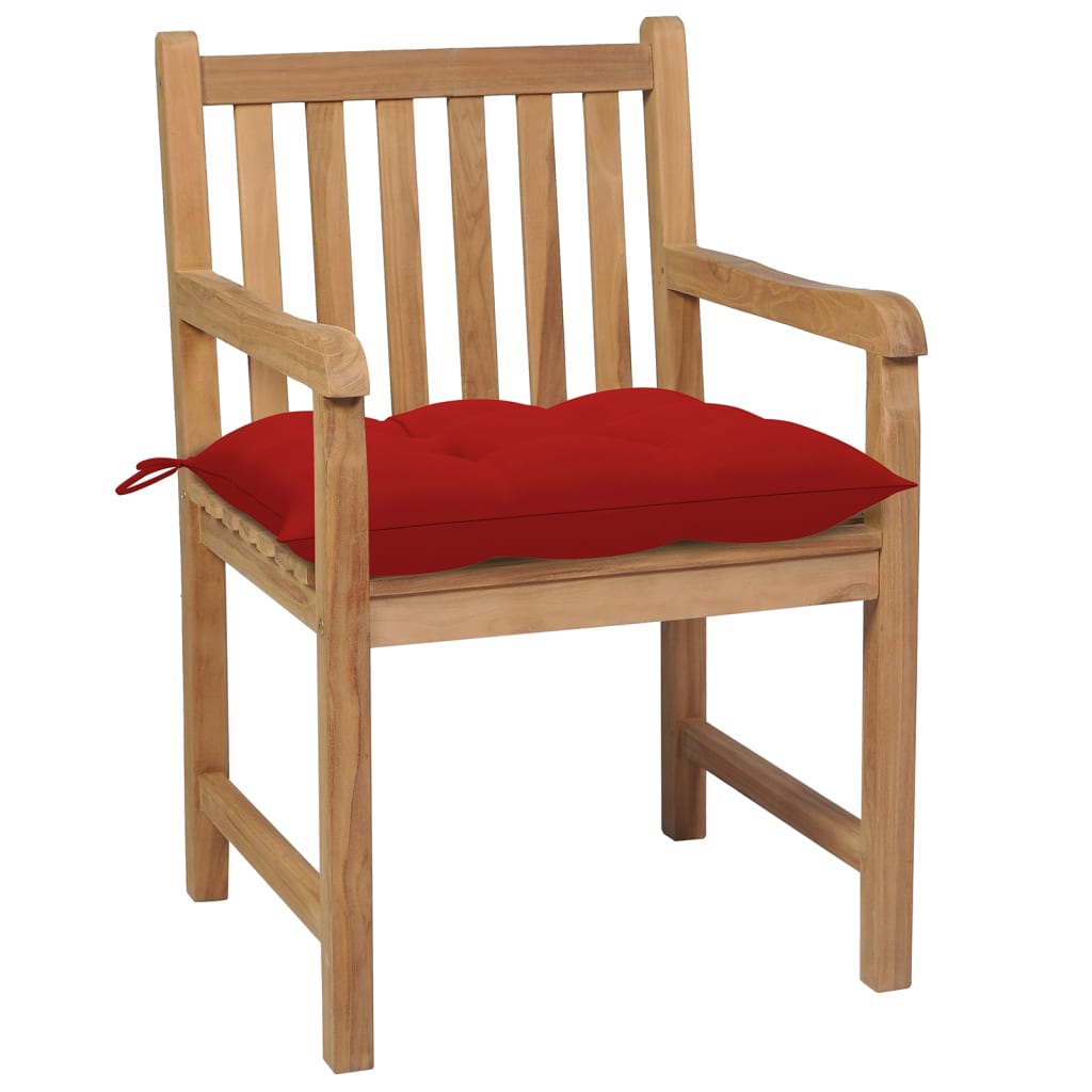 Garden chairs 8 UDS Maciza wood with red cushions