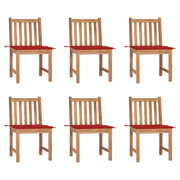 Sillas de jardín 6 unidades con cojines madera maciza de teca V8908 Vetonek