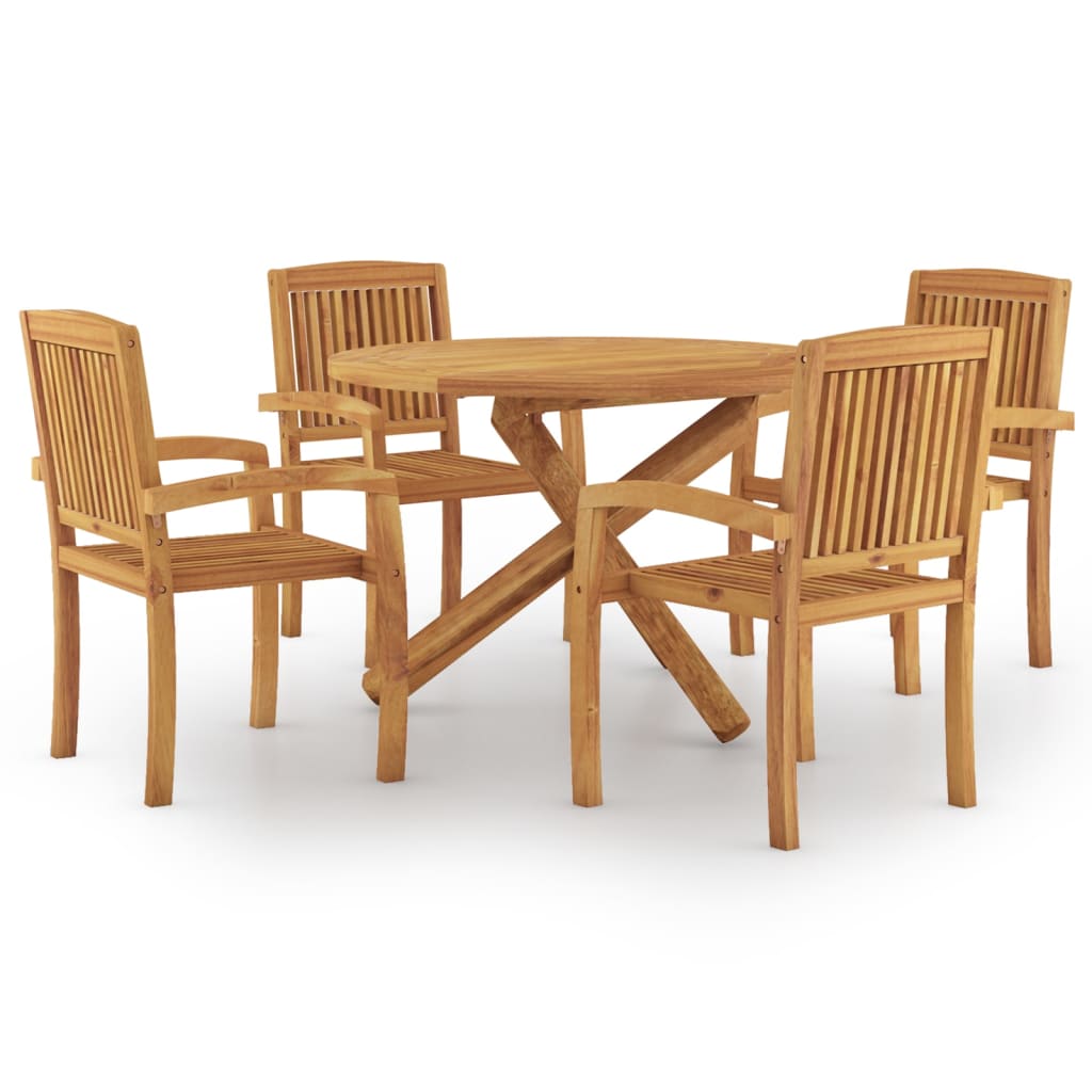 Juego de comedor para jardín 5 piezas madera maciza de teca vidaXL