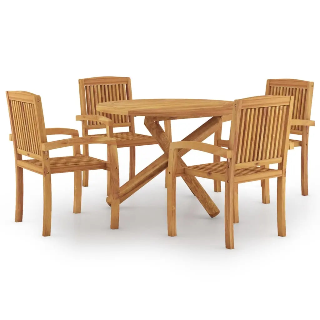 Juego de comedor para jardín 5 piezas madera maciza de teca Vetonek