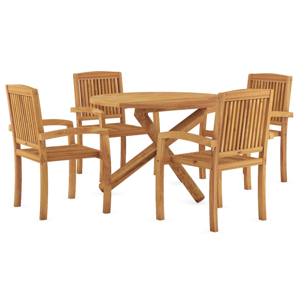 Juego de comedor para jardín 5 piezas madera maciza de teca vidaXL