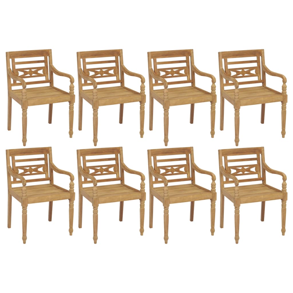 Batavia chairs 8 units solid wood with cushions