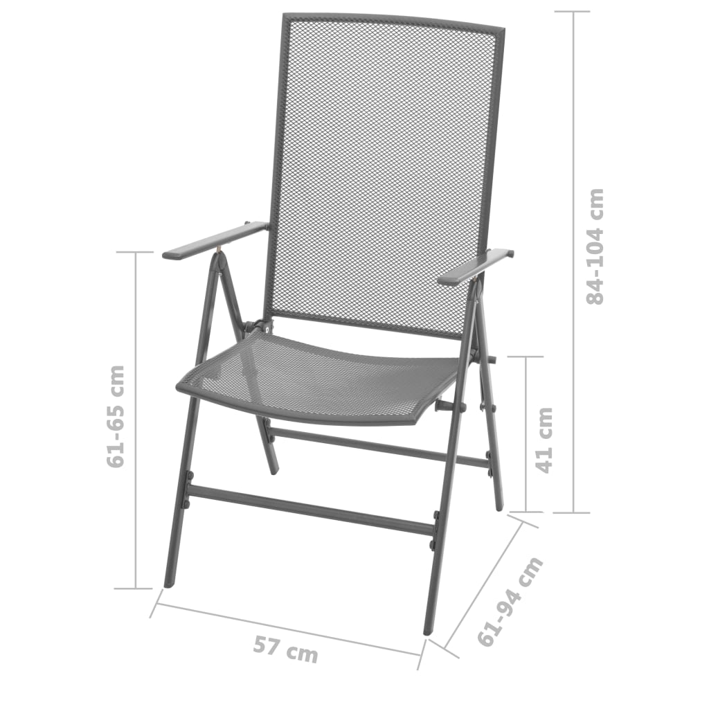 Juego de comedor de jardín 3 piezas acero gris antracita vidaXL