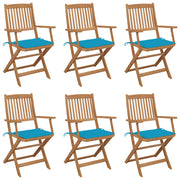 Sillas de jardín plegables 6 uds y cojines madera maciza acacia v9263 Vetonek