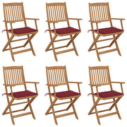 Sillas de jardín plegables 6 uds y cojines madera maciza acacia v9317 Vetonek