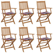 Sillas de jardín plegables 6 uds madera maciza acacia y cojines v9355 Vetonek