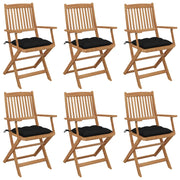 Sillas de jardín plegables 6 uds y cojines madera maciza acacia v9447 Vetonek