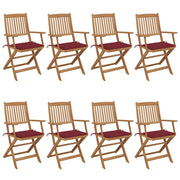 Folding garden chairs 8 units and cushions solid acacia wood v9584 Vetonek