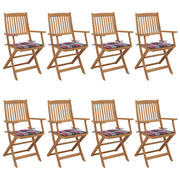Folding garden chairs 8 units and cushions solid acacia wood v9621 Vetonek