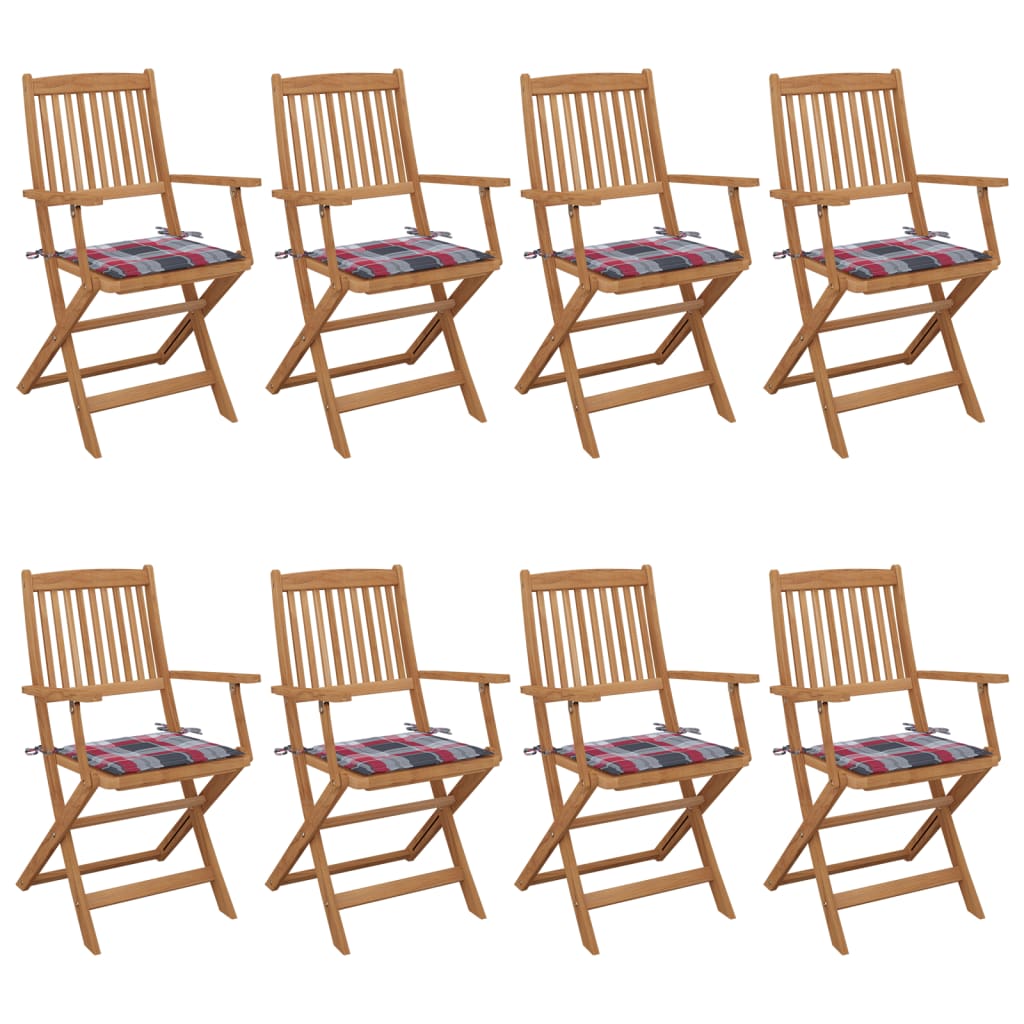 Folding garden chairs 8 units and cushions solid acacia wood v9621 Vetonek
