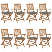 Folding garden chairs 8 units and cushions solid acacia wood v9652 Vetonek