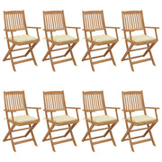 Folding garden chairs 8 units and cushions solid acacia wood v9669 Vetonek