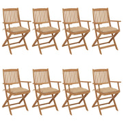 Folding garden chairs 8 units and cushions solid acacia wood v9676 Vetonek