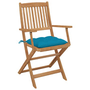Folding garden chairs 8 pcs and cushions solid acacia wood v9683 - Vetonek