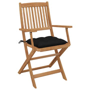 Folding garden chairs 8 pcs and cushions solid acacia wood v9713 - Vetonek