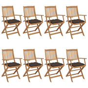 Folding garden chairs 8 units and cushions solid acacia wood v9720 Vetonek
