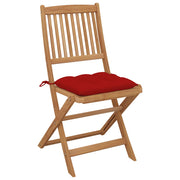 Folding garden chairs 6 pcs and cushions solid acacia wood v9973 - Vetonek