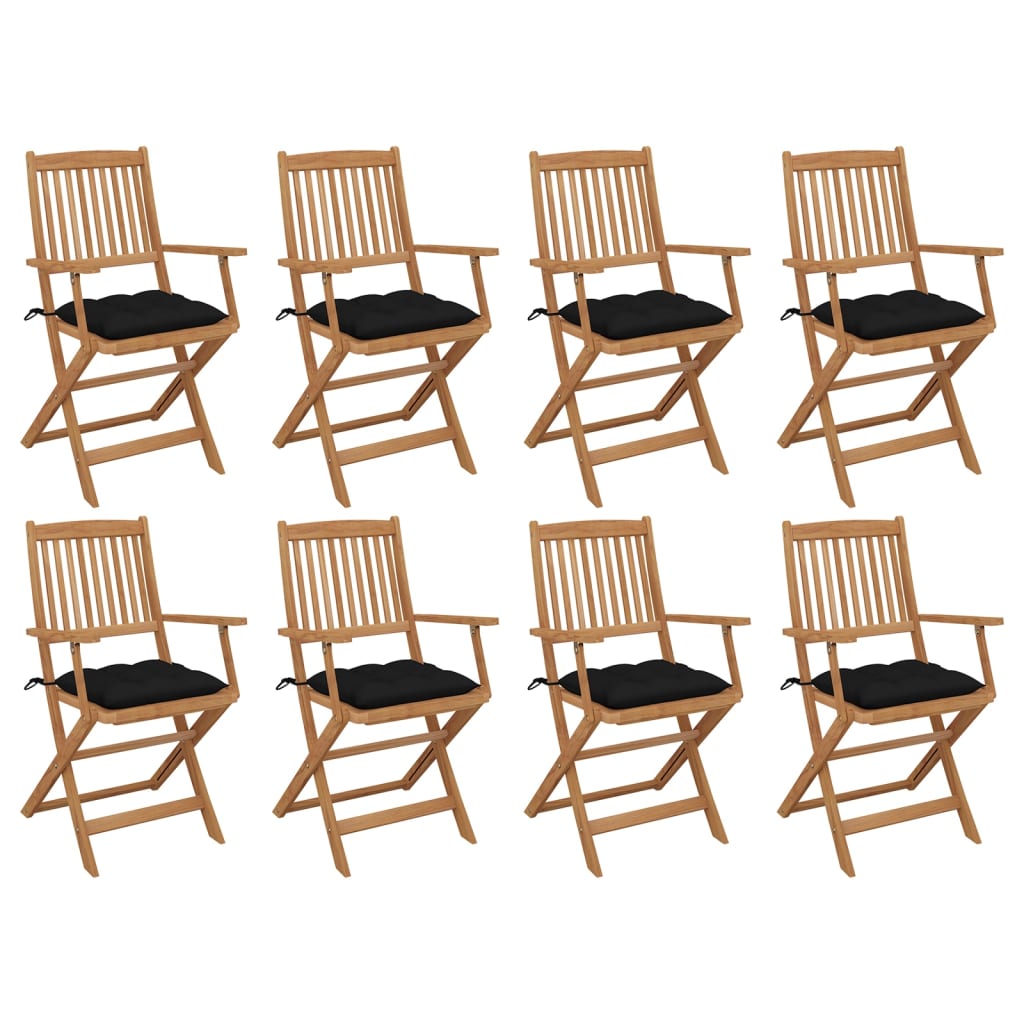 Sillas de jardín plegables 8 uds y cojines madera maciza acacia v0894 Vetonek