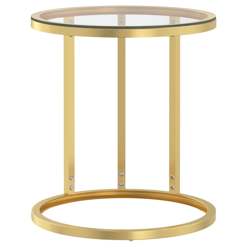 Mesa auxiliar vidrio templado transparente y dorado 45 cm - Vetonek