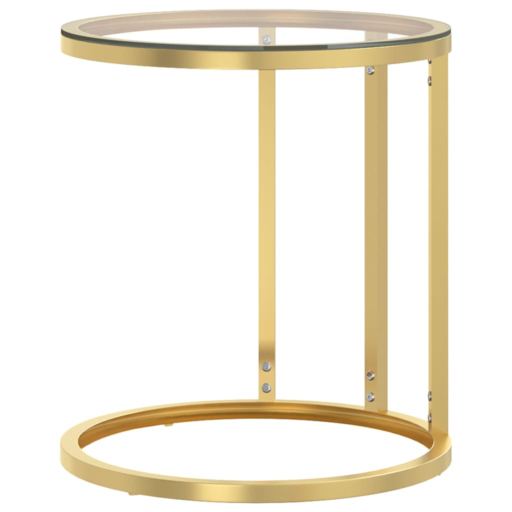 Mesa auxiliar vidrio templado transparente y dorado 45 cm - Vetonek