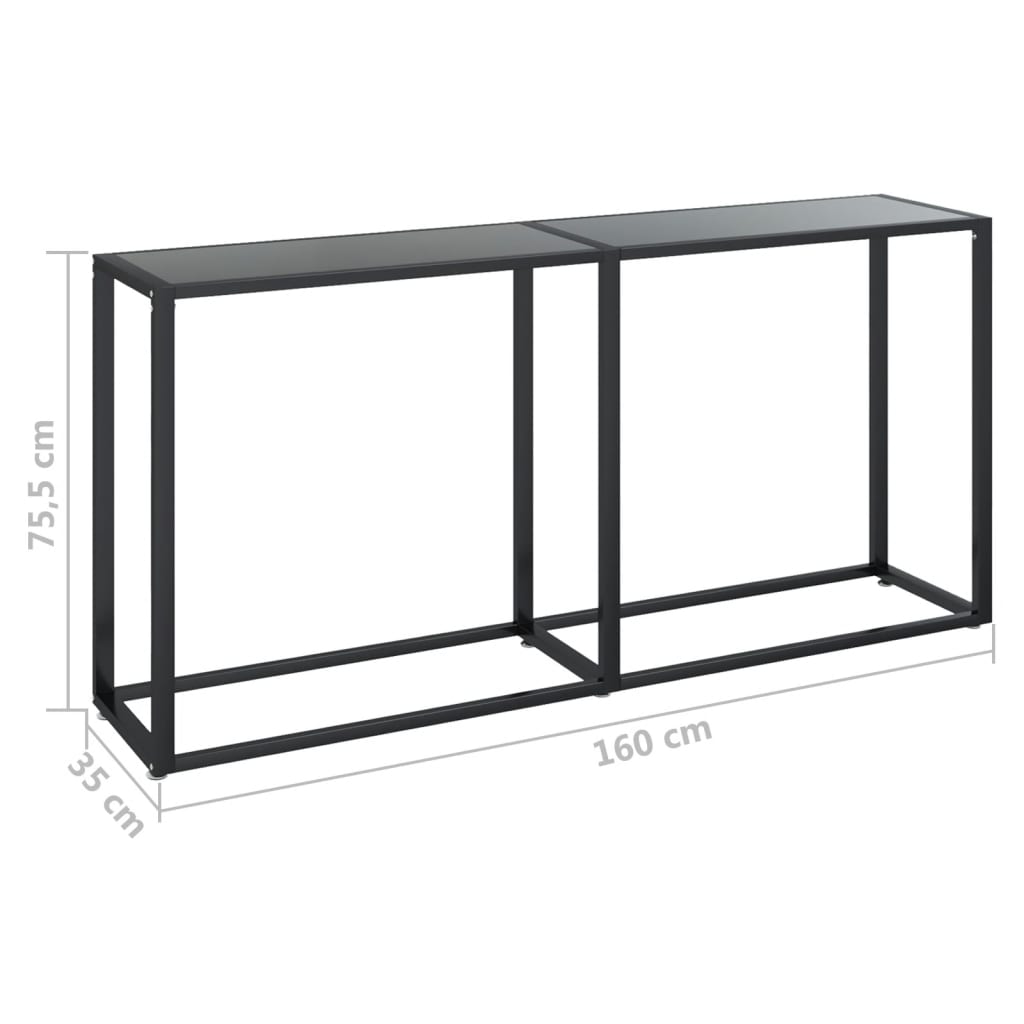 Mesa consola vidrio templado negro 160x35x75,5 cm - Vetonek