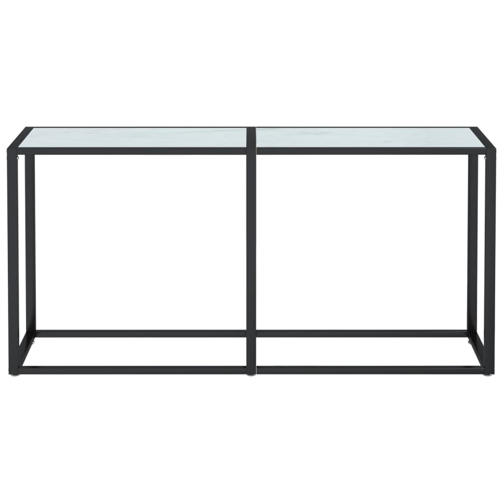 Mesa consola vidrio templado mármol blanco 160x35x75,5 cm