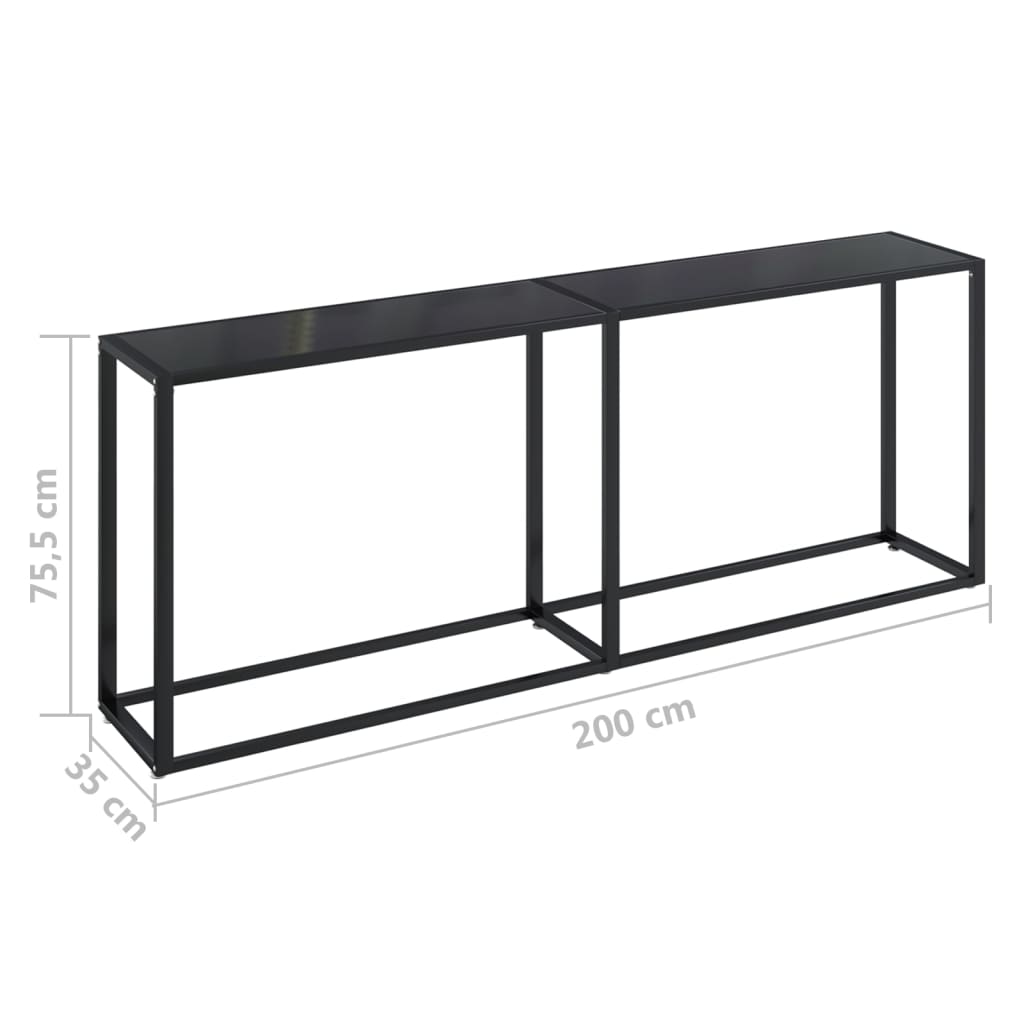 Mesa consola vidrio templado negro 200x35x75,5 cm - Vetonek