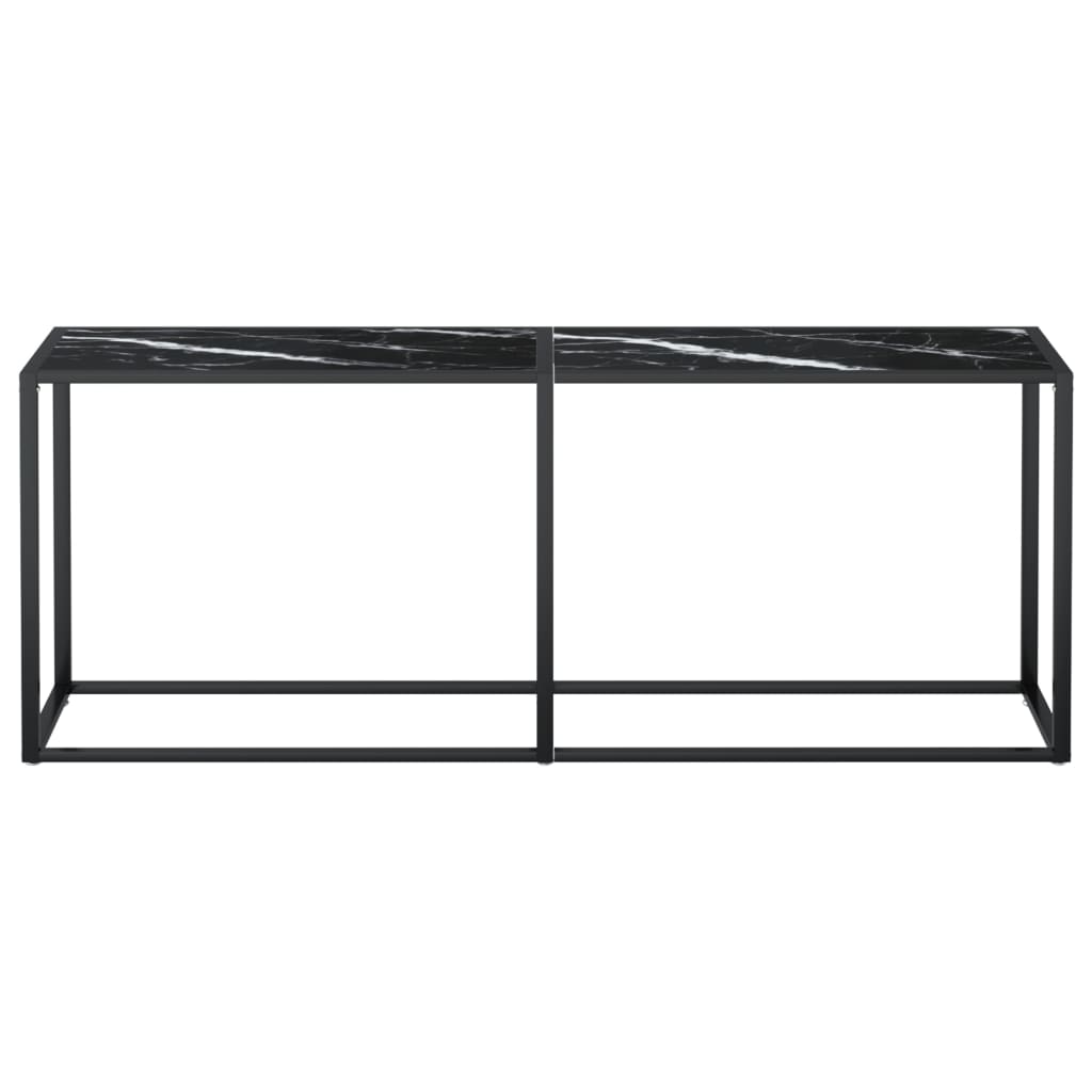 Mesa consola vidrio templado mármol negro 200x35x75,5 cm