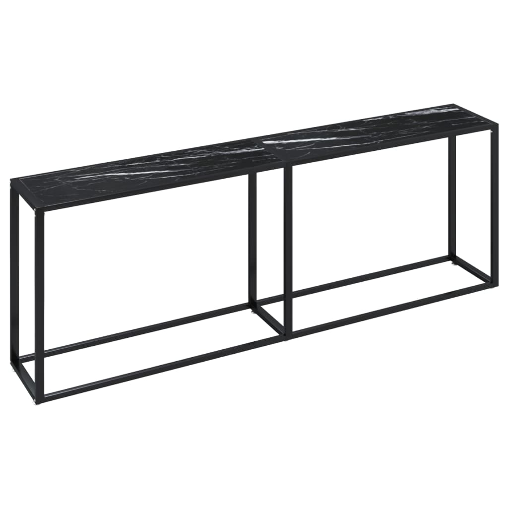 Mesa consola vidrio templado mármol negro 220x35x75,5 cm - Vetonek