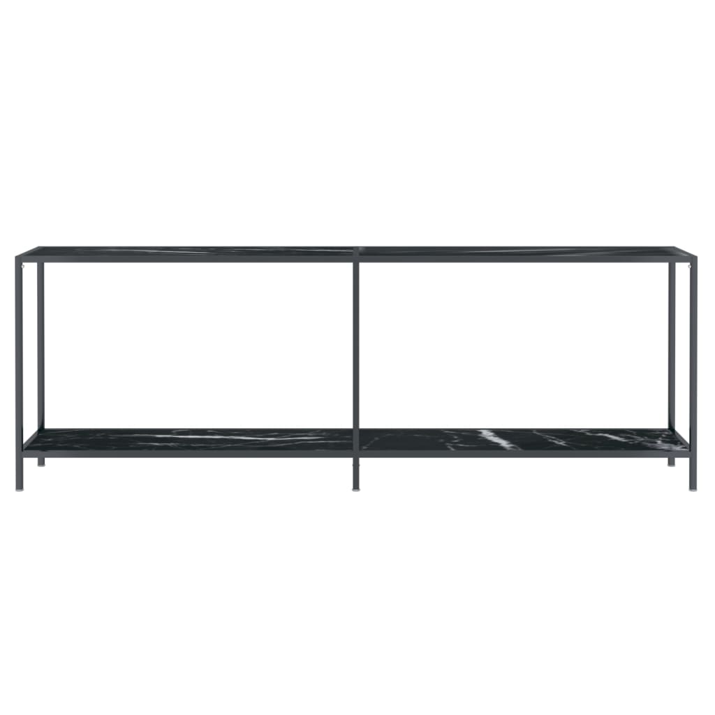 Black tempered glass console table 220x35x75.5 cm