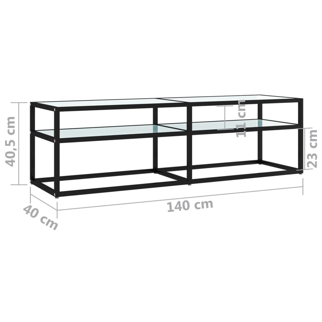 TV cabinet TEMPLADO GLASS COLOR MERMOL WHITE 140x40x40.5 cm