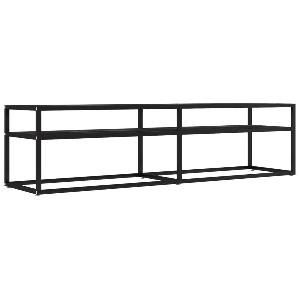 Mueble de TV vidrio templado color mármol negro 160x40x40,5 cm - Vetonek