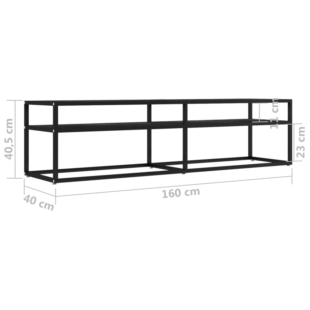 Mueble de TV vidrio templado color mármol negro 160x40x40,5 cm - Vetonek