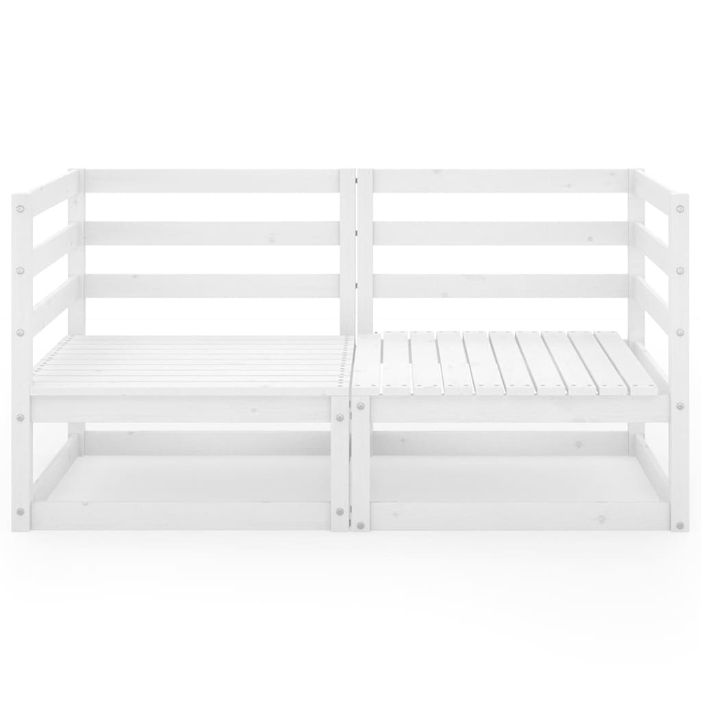 Garden Sofa 2 squares White Wood Maciza Pino