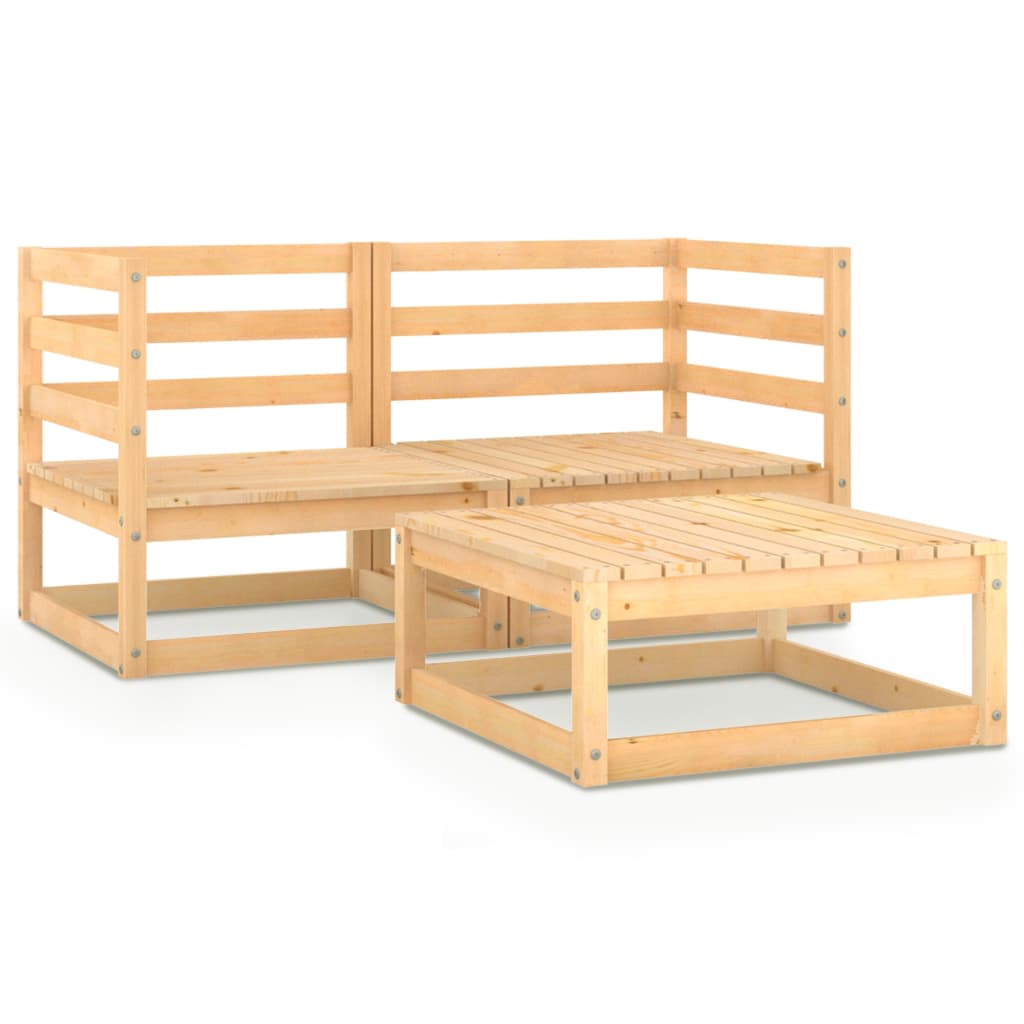 Juego de muebles de jardín 3 piezas madera maciza de pino - Vetonek