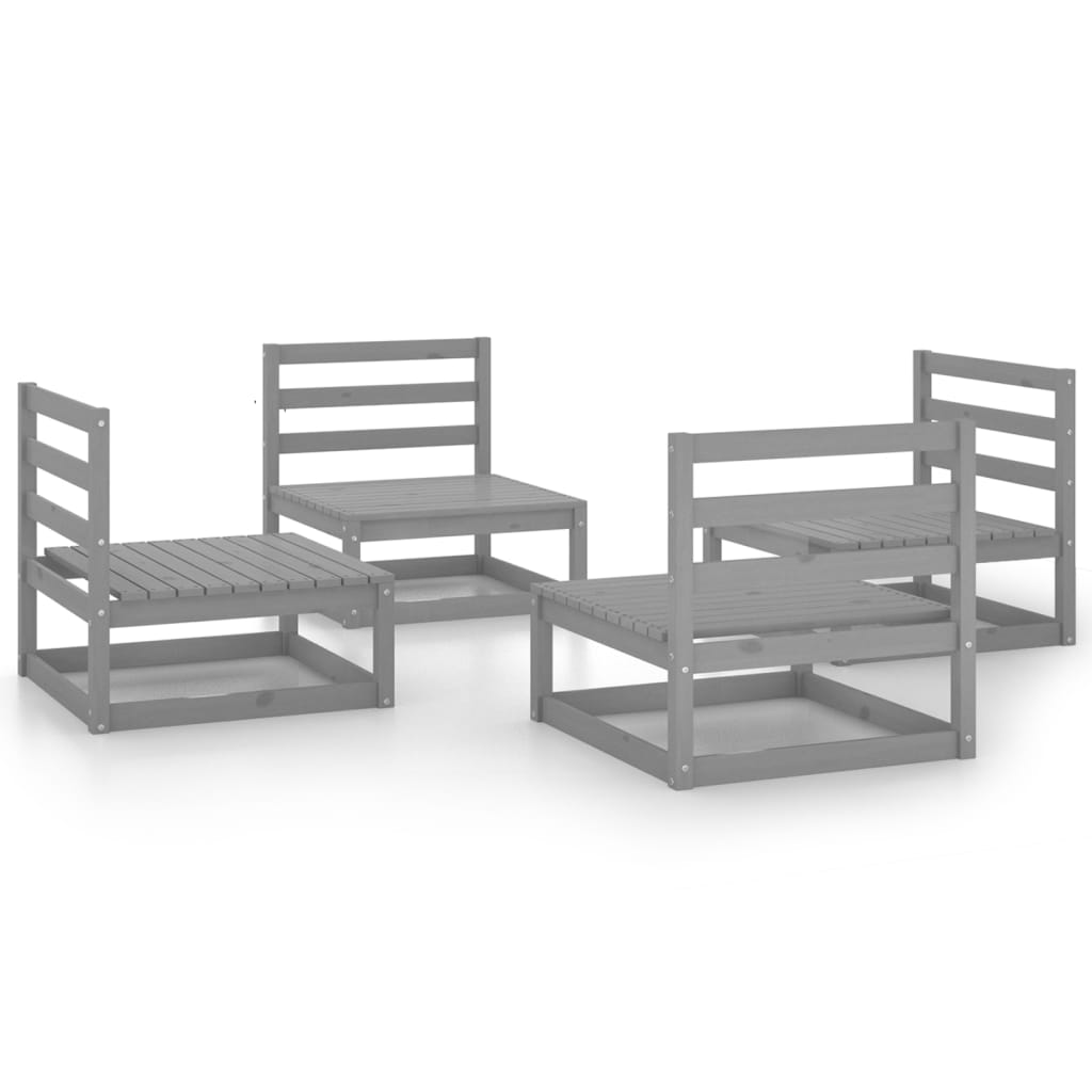 Muebles de jardín 4 piezas gris madera de pino maciza vidaXL