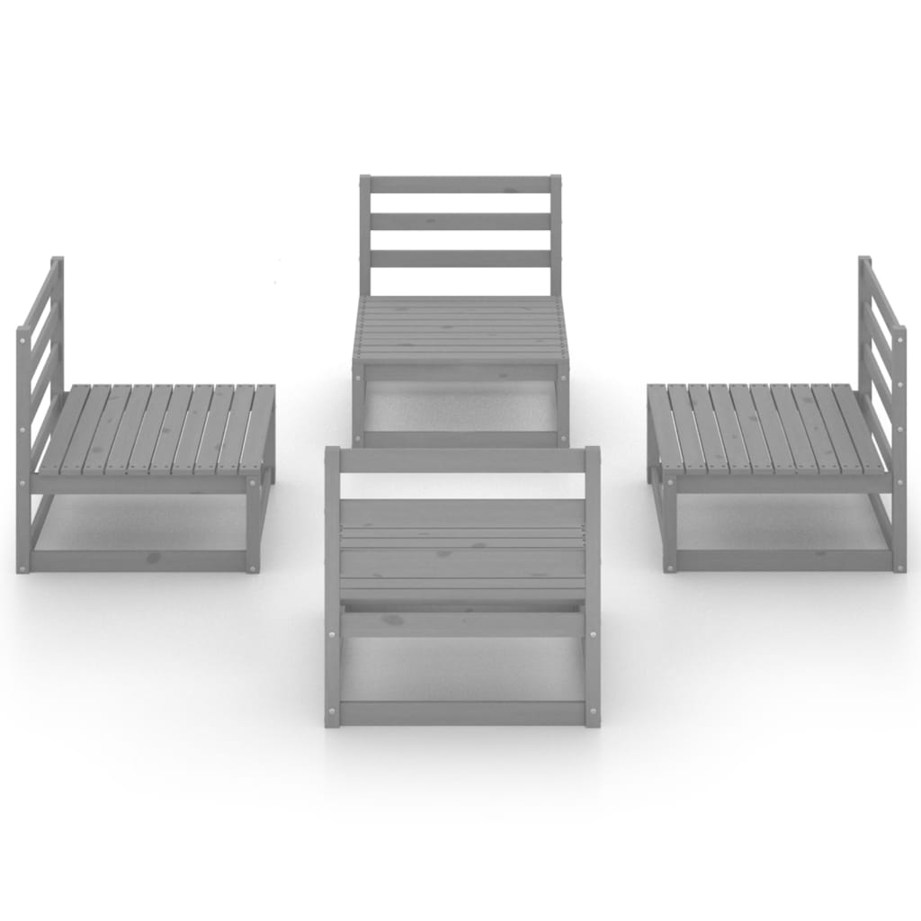 Muebles de jardín 4 piezas gris madera de pino maciza vidaXL