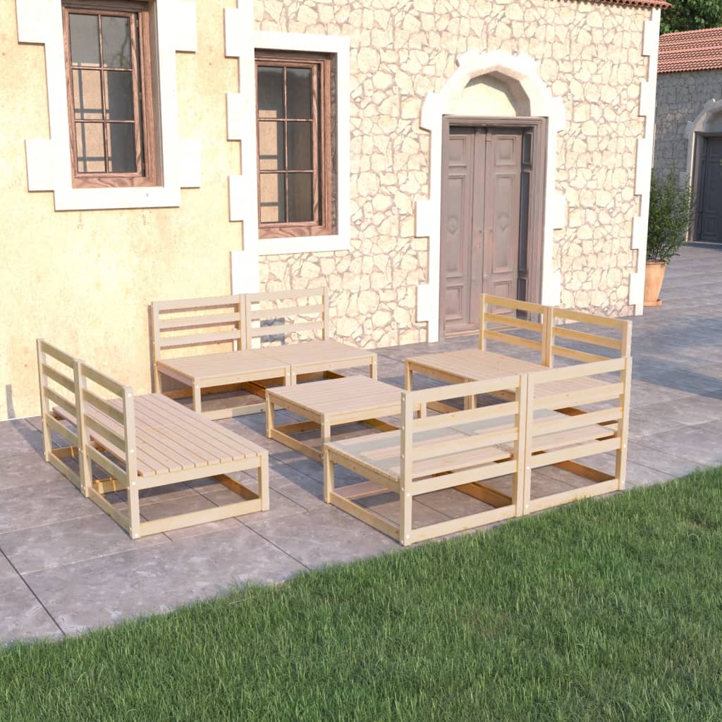 Vetonek Juego de muebles de jardín 9 piezas madera maciza de pino