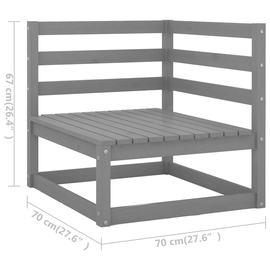 Juego de muebles de jardín 13 pzas y cojines gris madera pino vidaXL