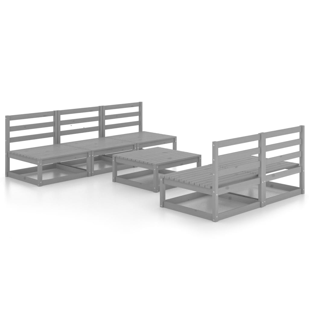 Muebles de jardín 6 piezas gris madera de pino maciza vidaXL